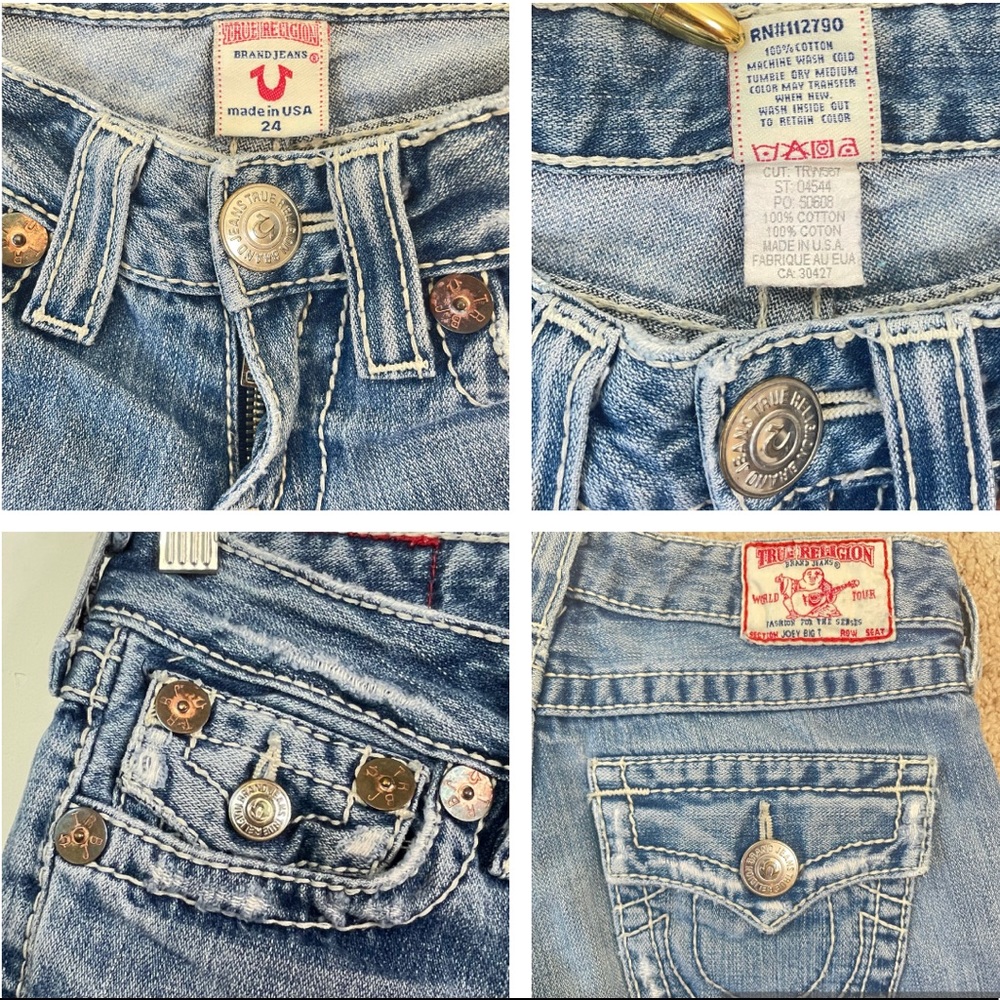 True Religion Y2K Joey Low Rise Cut Off Flap Pocket Denim Shorts Size 24 - Picture 7 of 16
